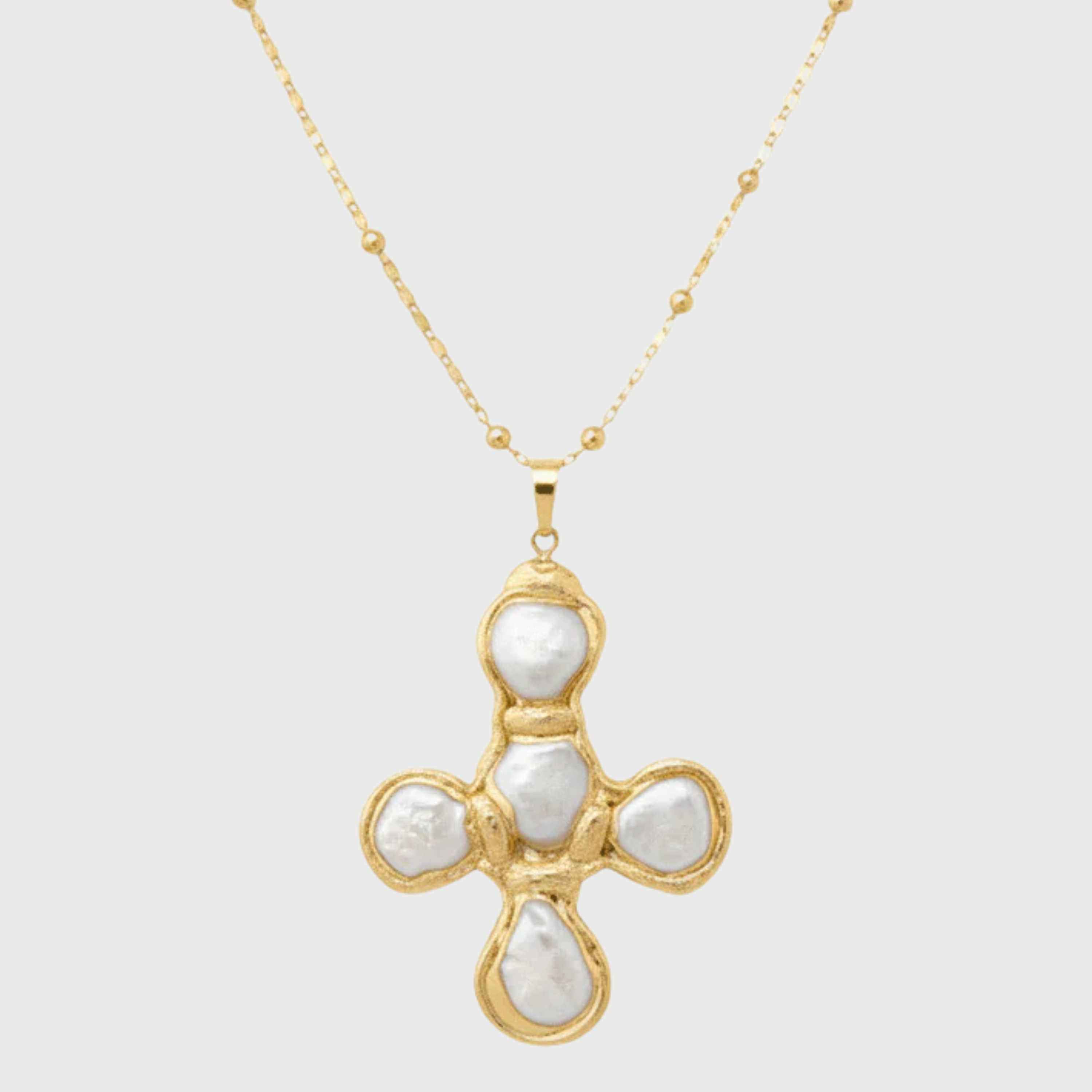 PEARL CROSS NECKLACE